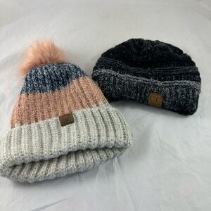 C.C. California Pom Pom and Messy Bun Beanie.